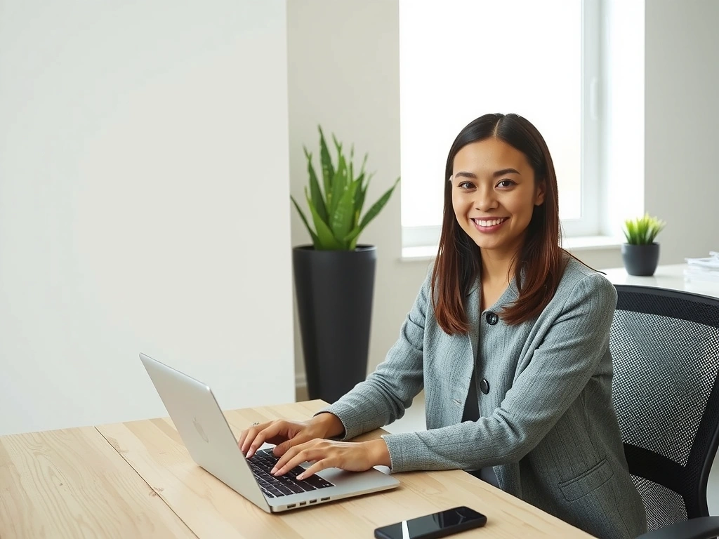 Osoba pisząca na laptopie, symbolizująca komunikację i wsparcie